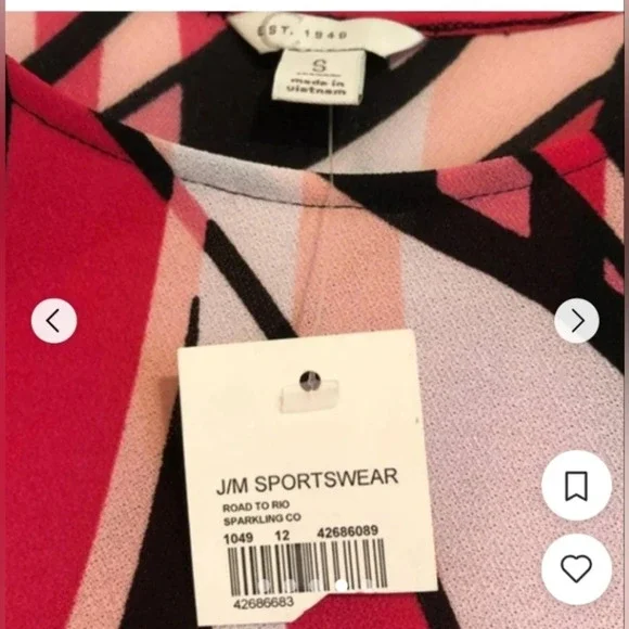 Est 1946 Pink Black Road to Rio Ruffle Hem Blouse - Picture 2 of 5